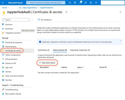 Create client secret